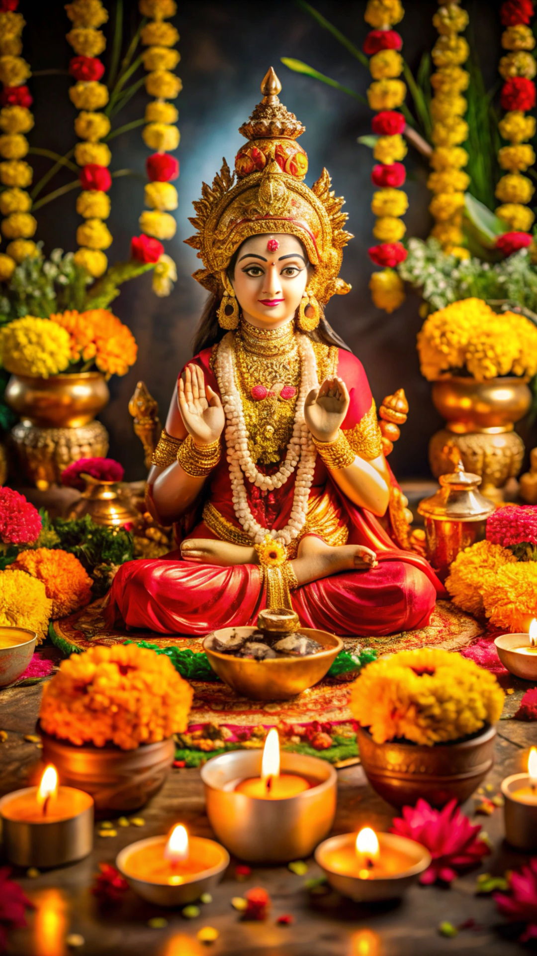 Lakshmi Maa seated among flowers