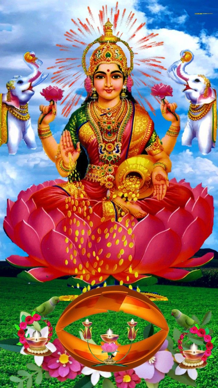 Goddess Lakshmi on a lotus flower