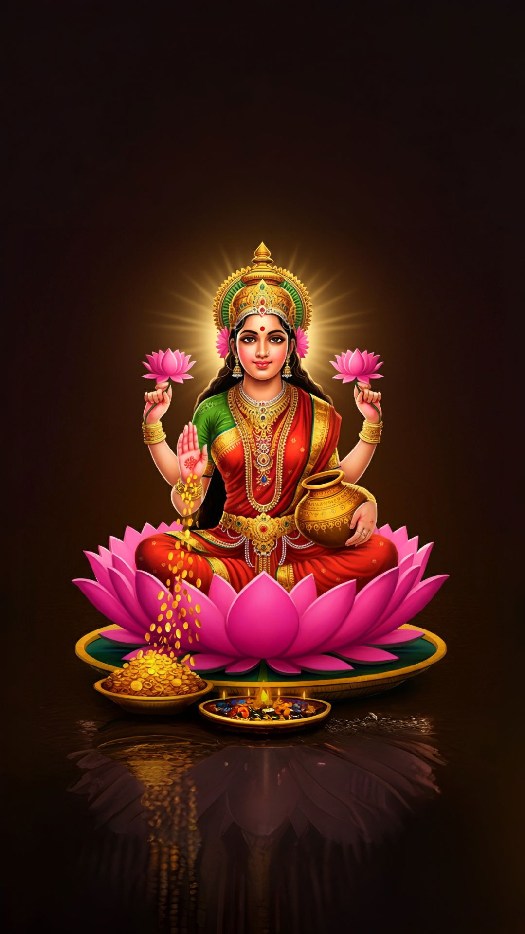Lakshmi Maa seated on a lotus
