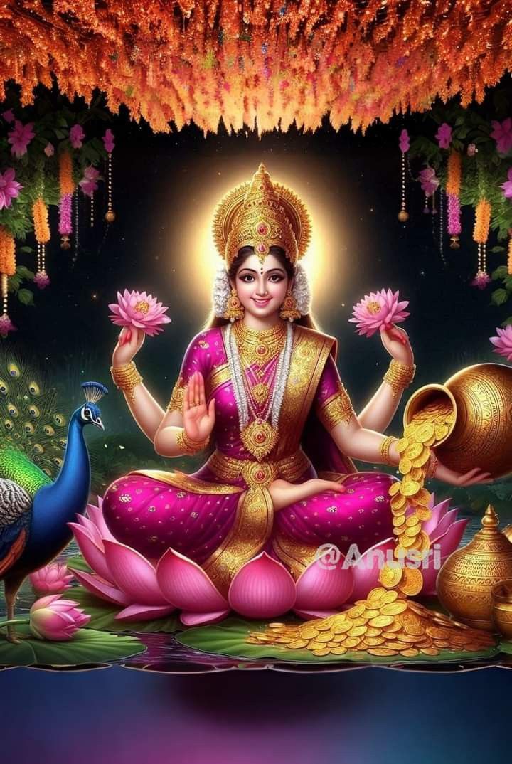 Goddess Lakshmi showering blessings and wealth