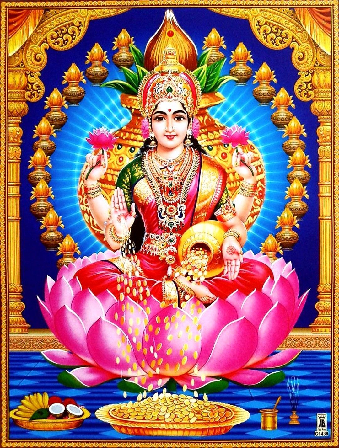 Lakshmi Maa seated on a lotus flower