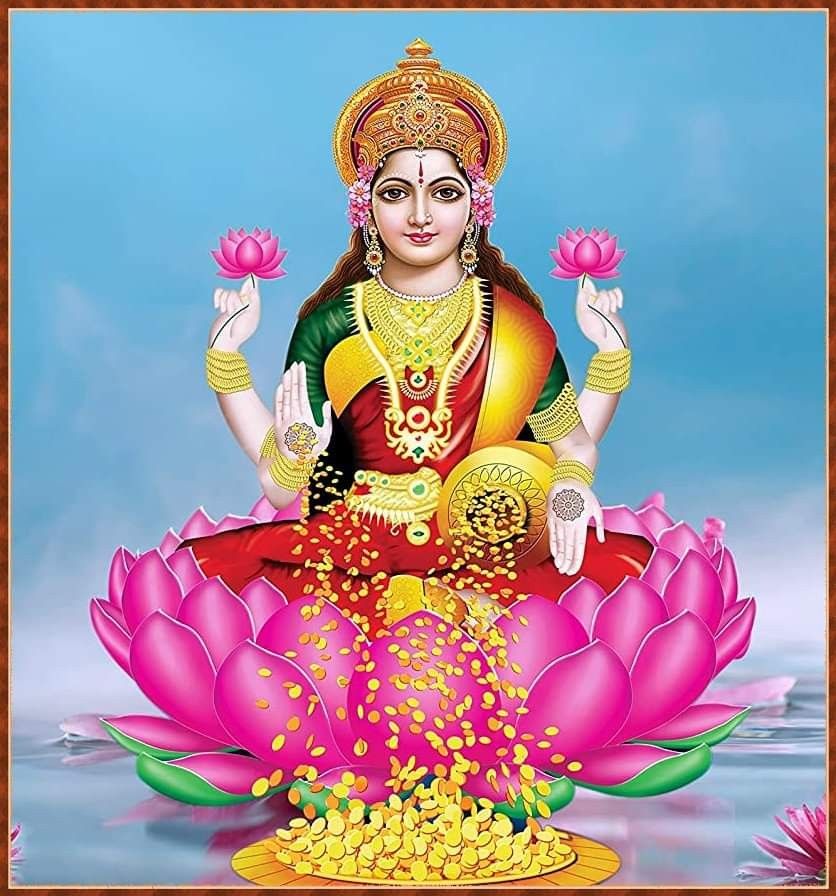 Goddess Lakshmi seated on a lotus