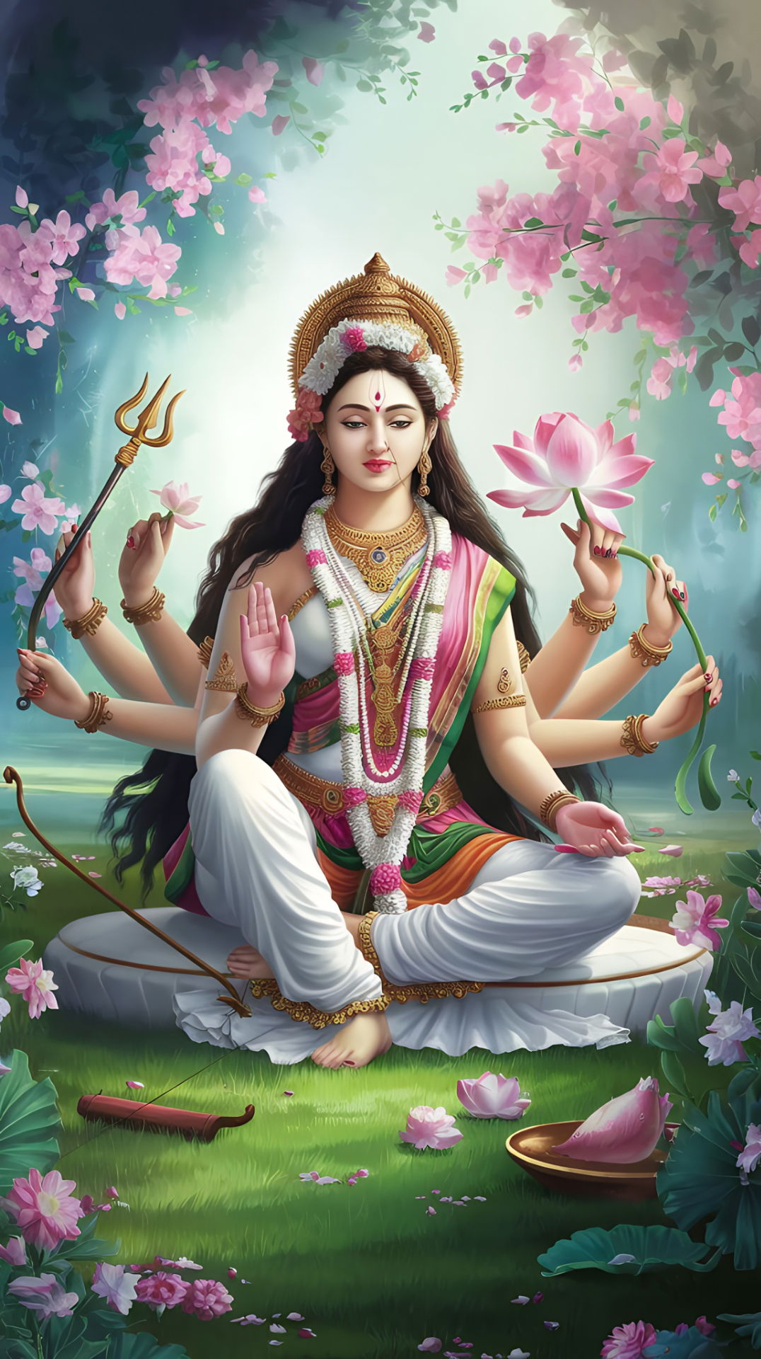 Lakshmi Maa seated among lotus flowers