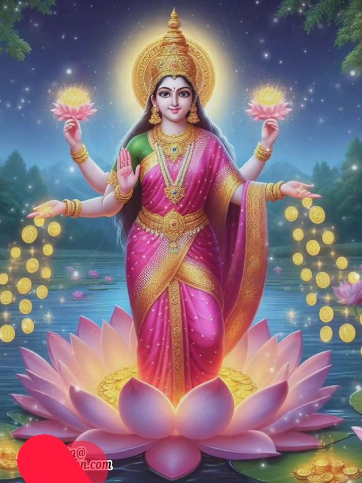 Lakshmi Maa seated on lotus flower