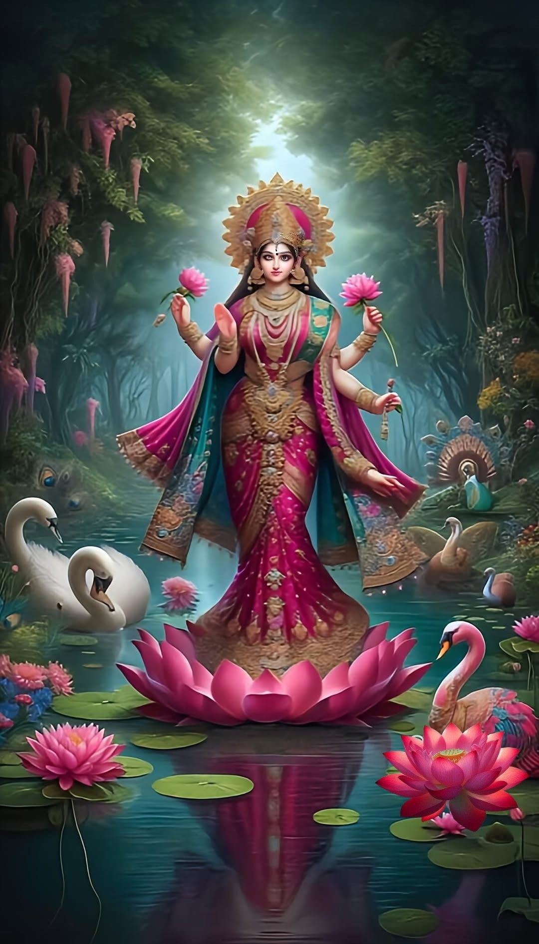 Lakshmi Maa seated on lotus flower