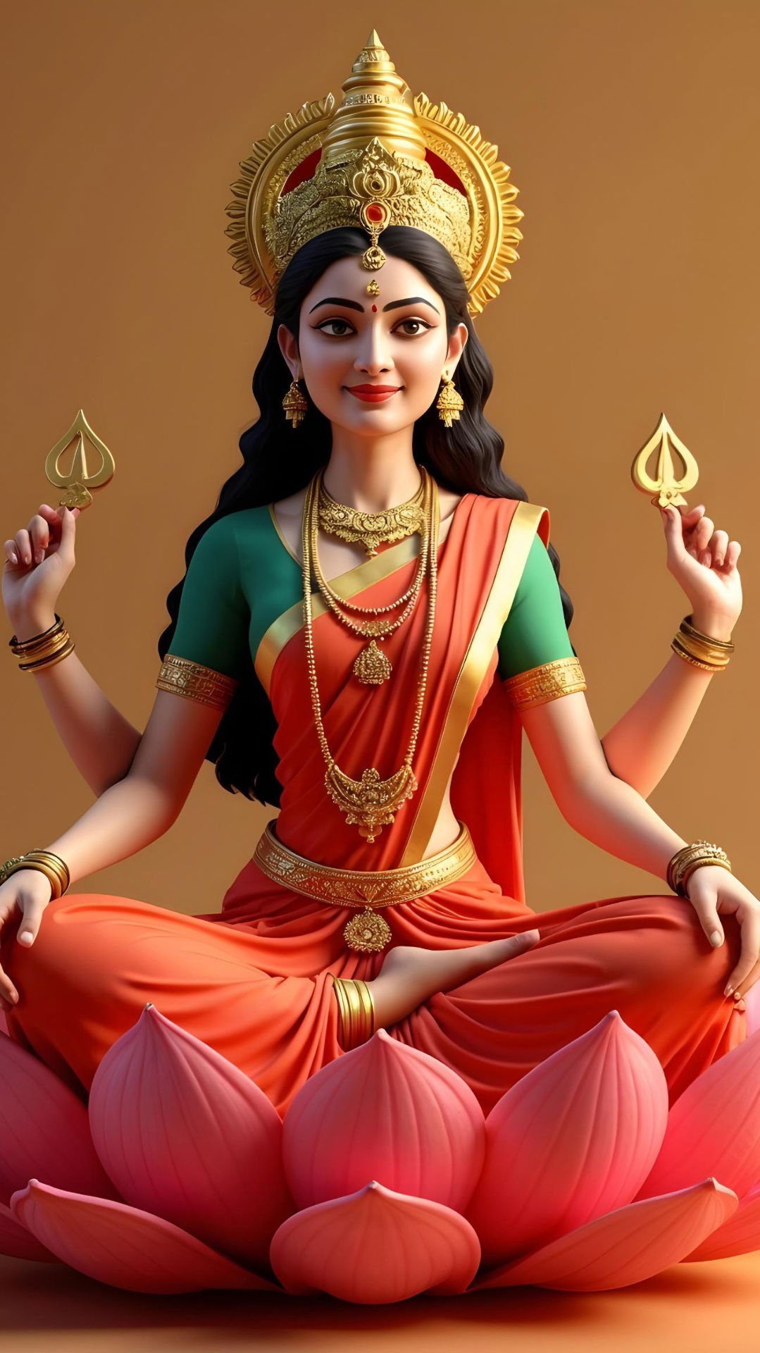 Goddess Lakshmi seated on a lotus