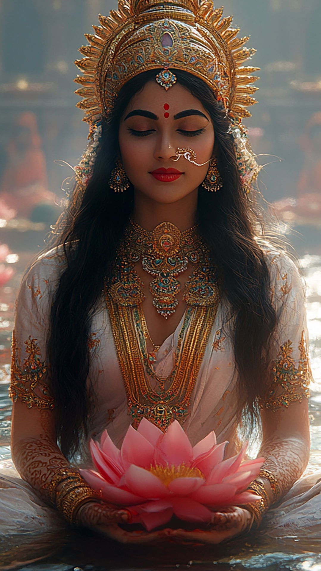 Lakshmi Maa holding a lotus flower