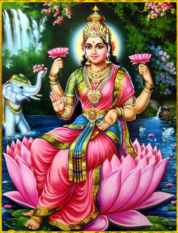 Lakshmi Maa seated on a lotus