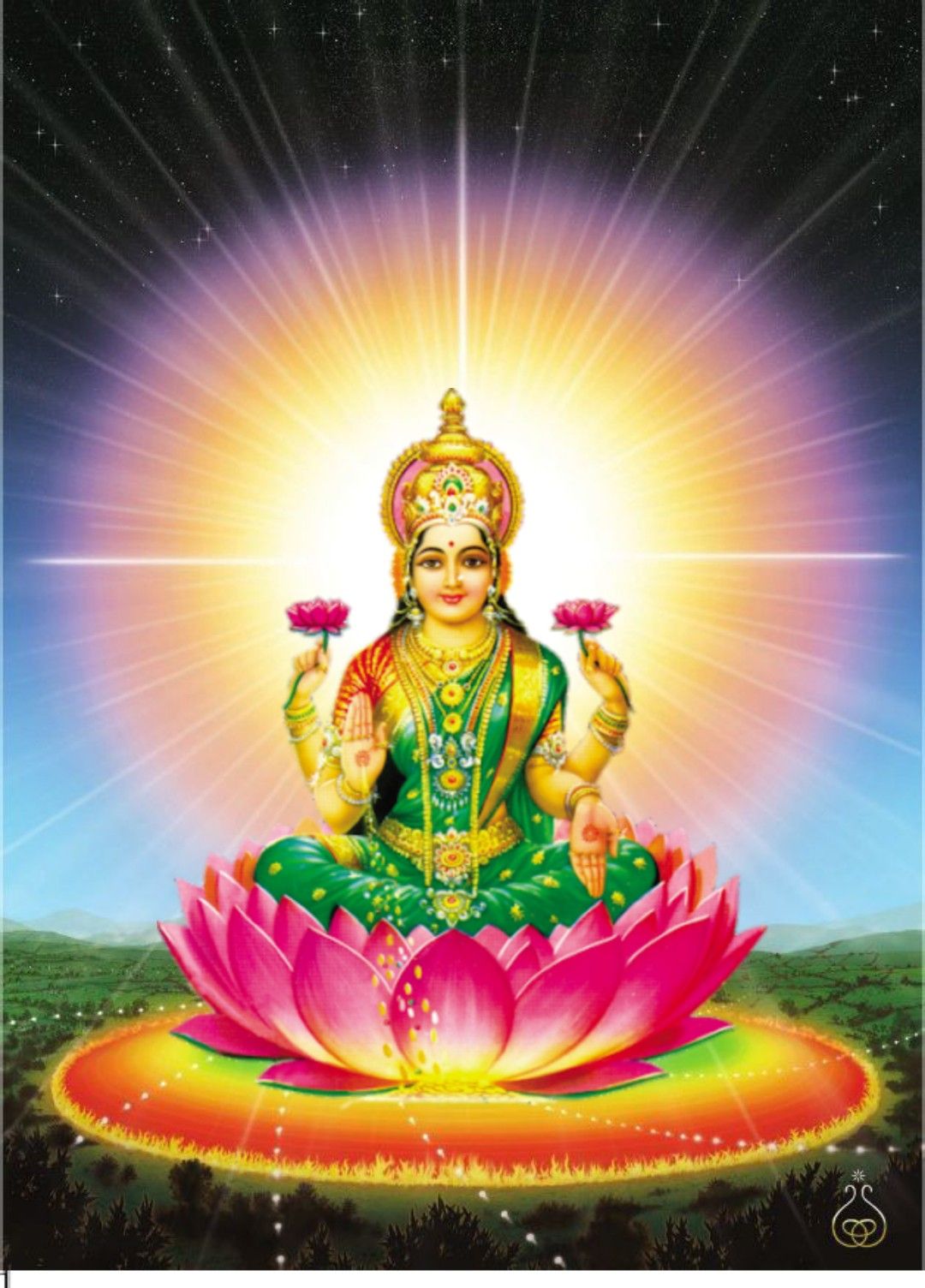 Lakshmi Maa seated on a lotus flower