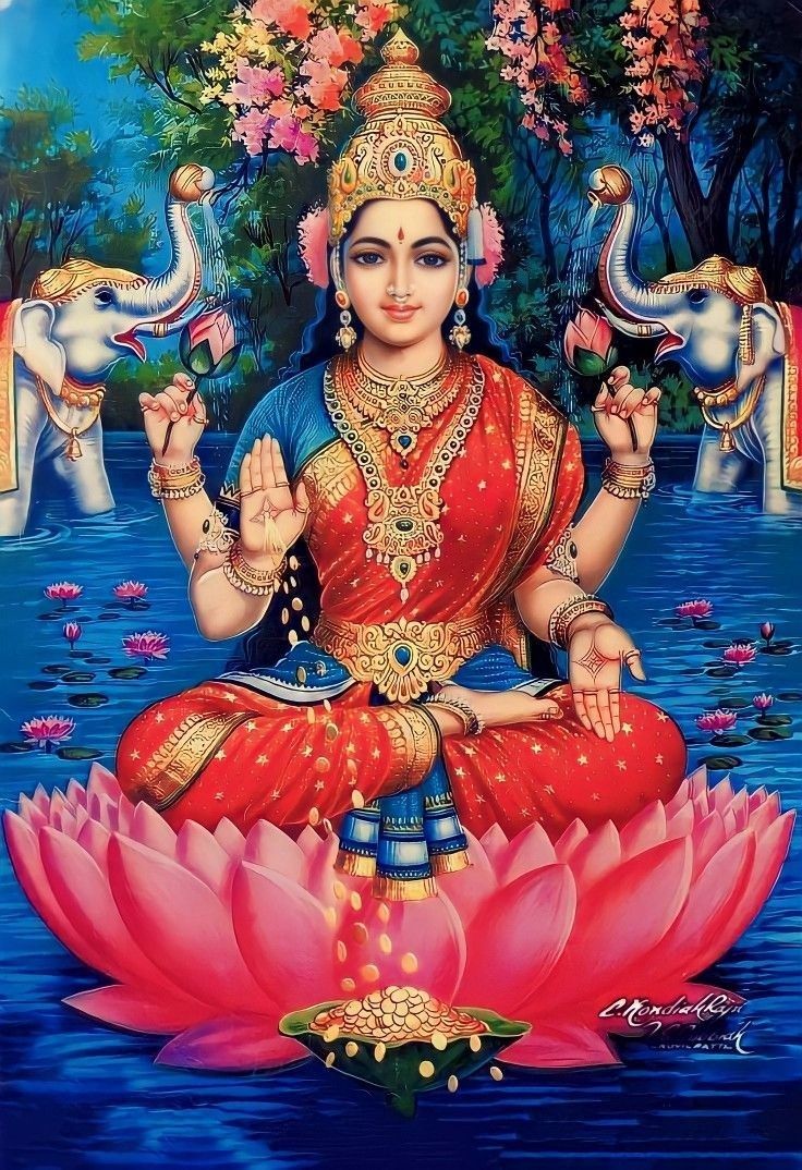 Lakshmi Maa seated on a lotus