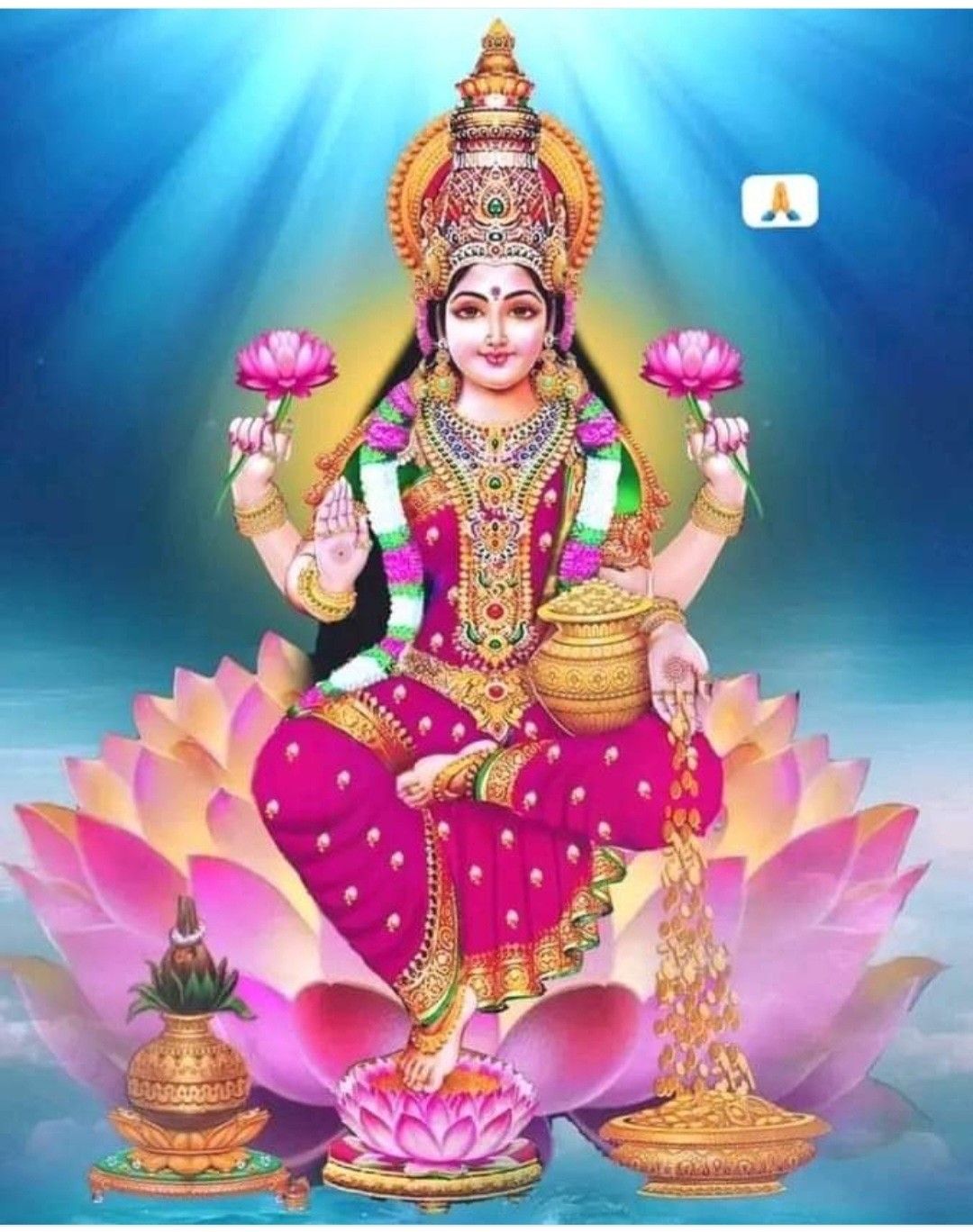 Lakshmi Maa seated on a lotus