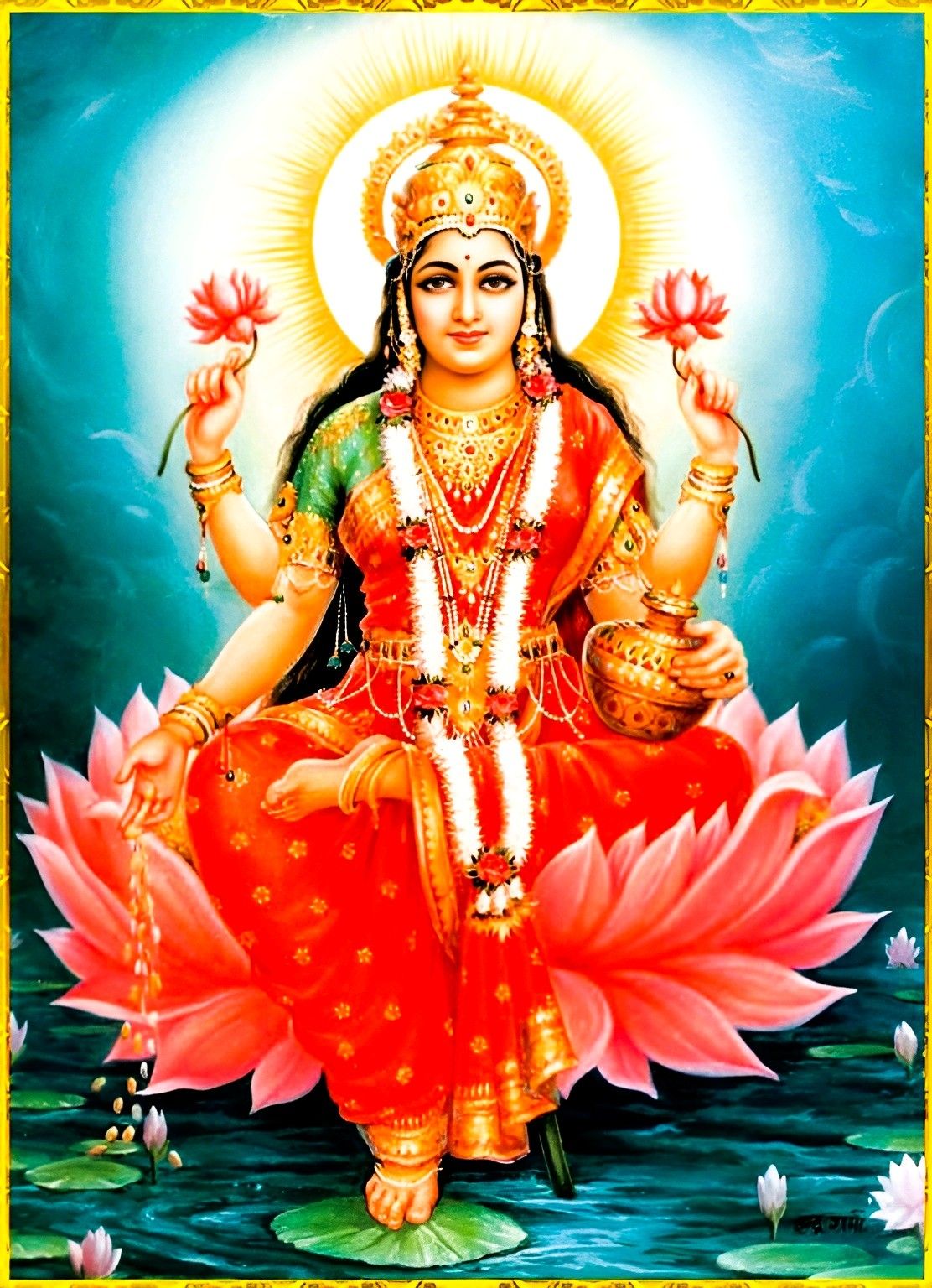 Lakshmi Maa seated on a lotus