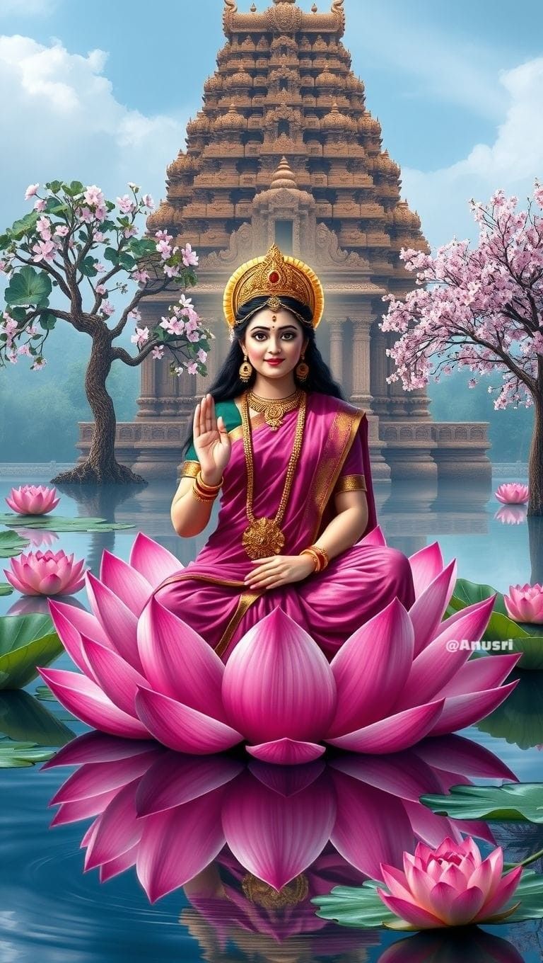 Lakshmi Maa on a lotus flower