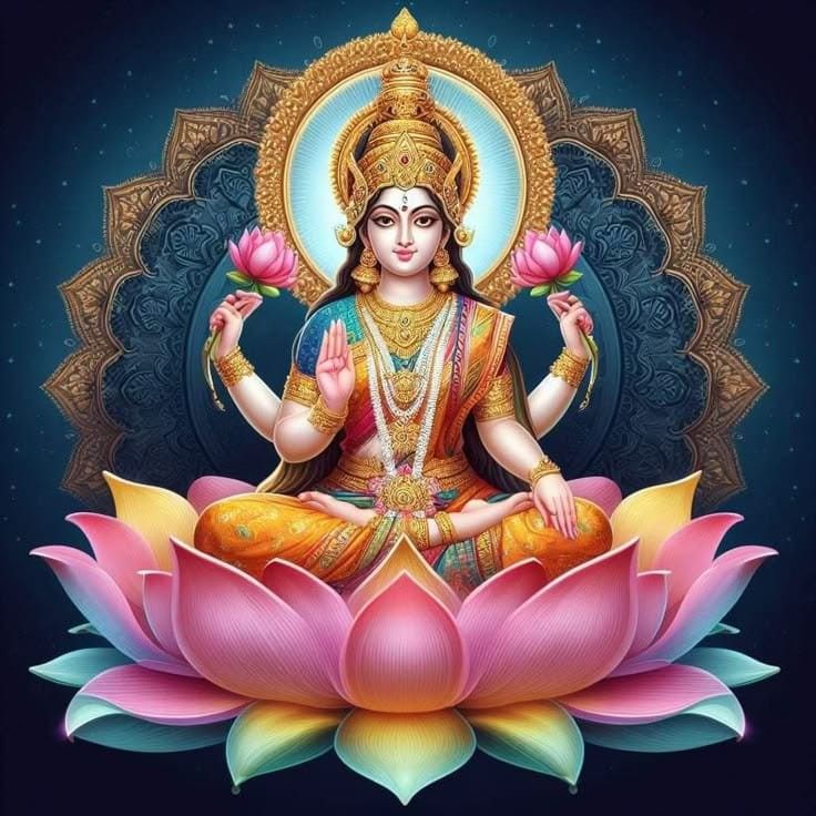 Lakshmi Maa seated on a lotus