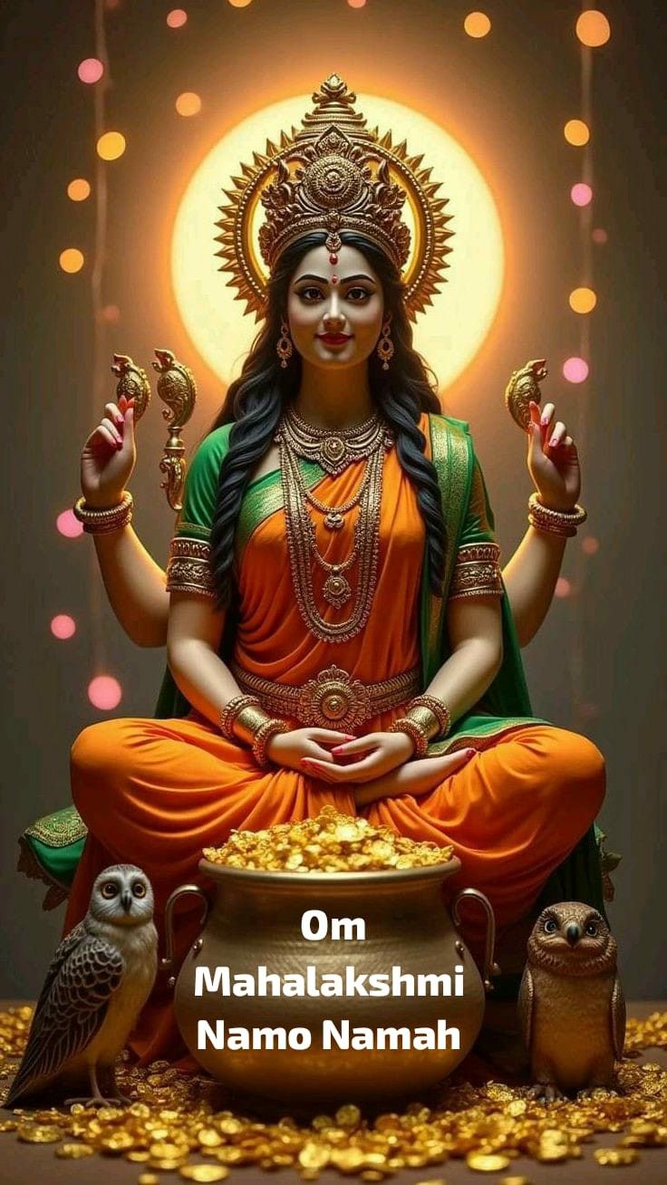 Goddess Lakshmi seated on lotus