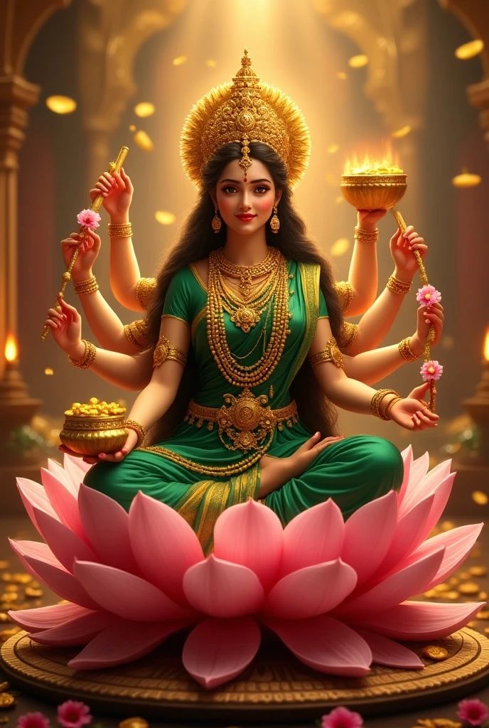 Lakshmi Maa seated on a lotus flower