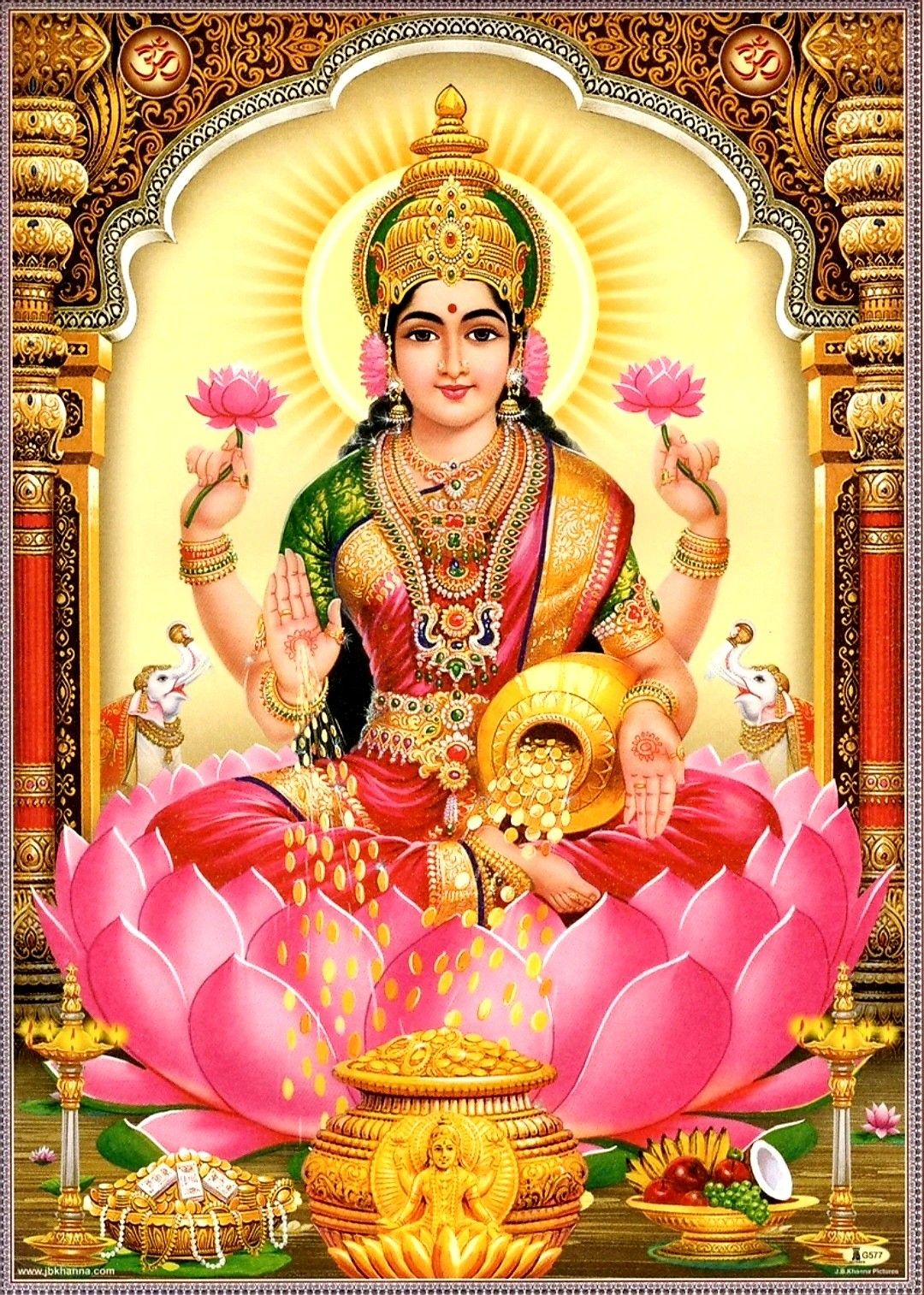 Lakshmi Maa seated on lotus flower
