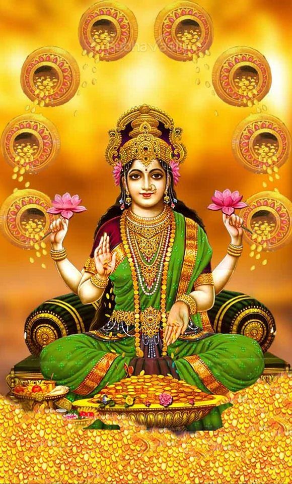 Goddess Lakshmi seated on a lotus
