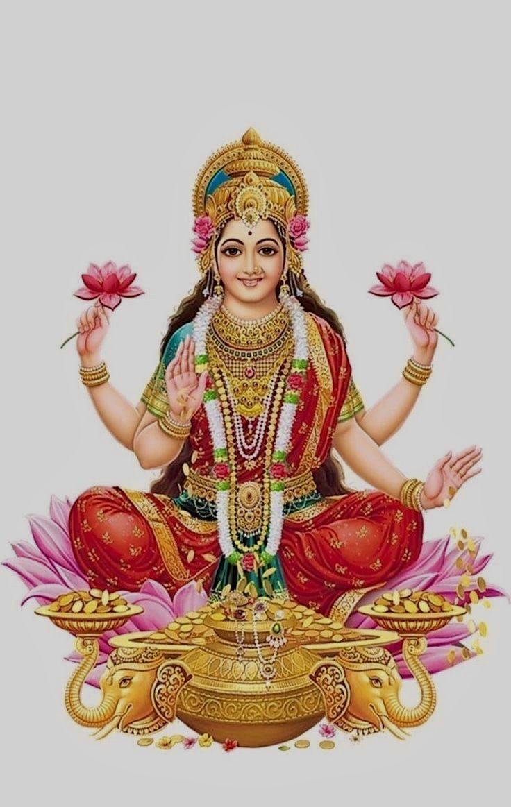 Goddess Lakshmi seated on lotus
