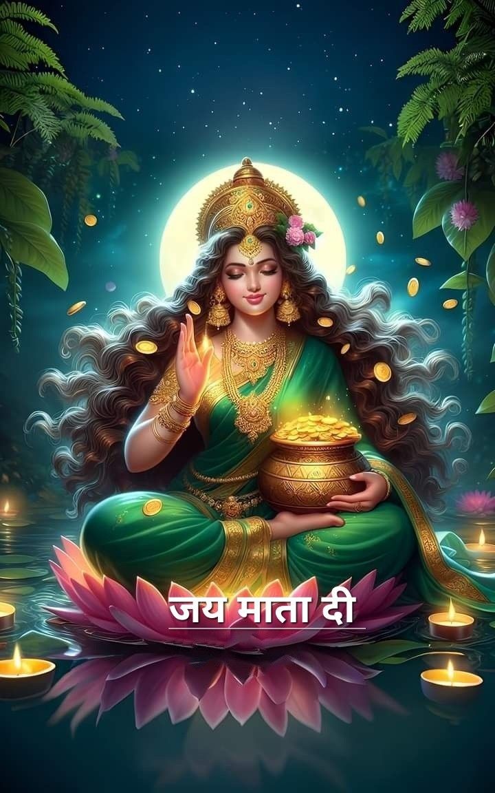 Lakshmi Maa seated on a lotus flower