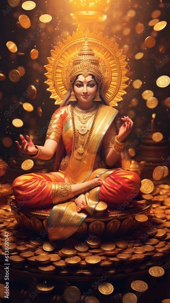 Lakshmi Maa showered in golden coins