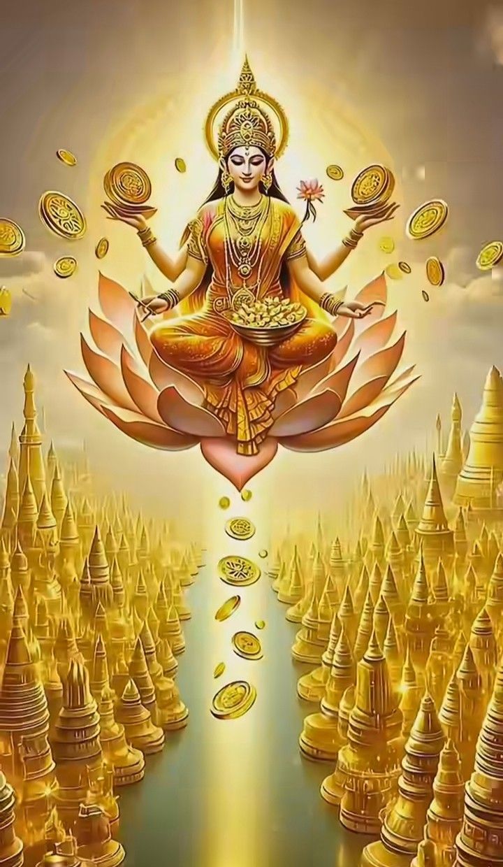 Lakshmi Maa showering golden coins