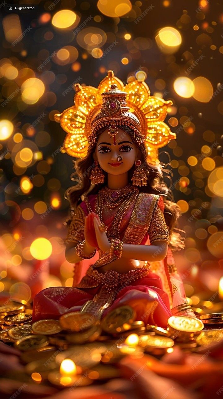 Lakshmi Maa amidst golden coins