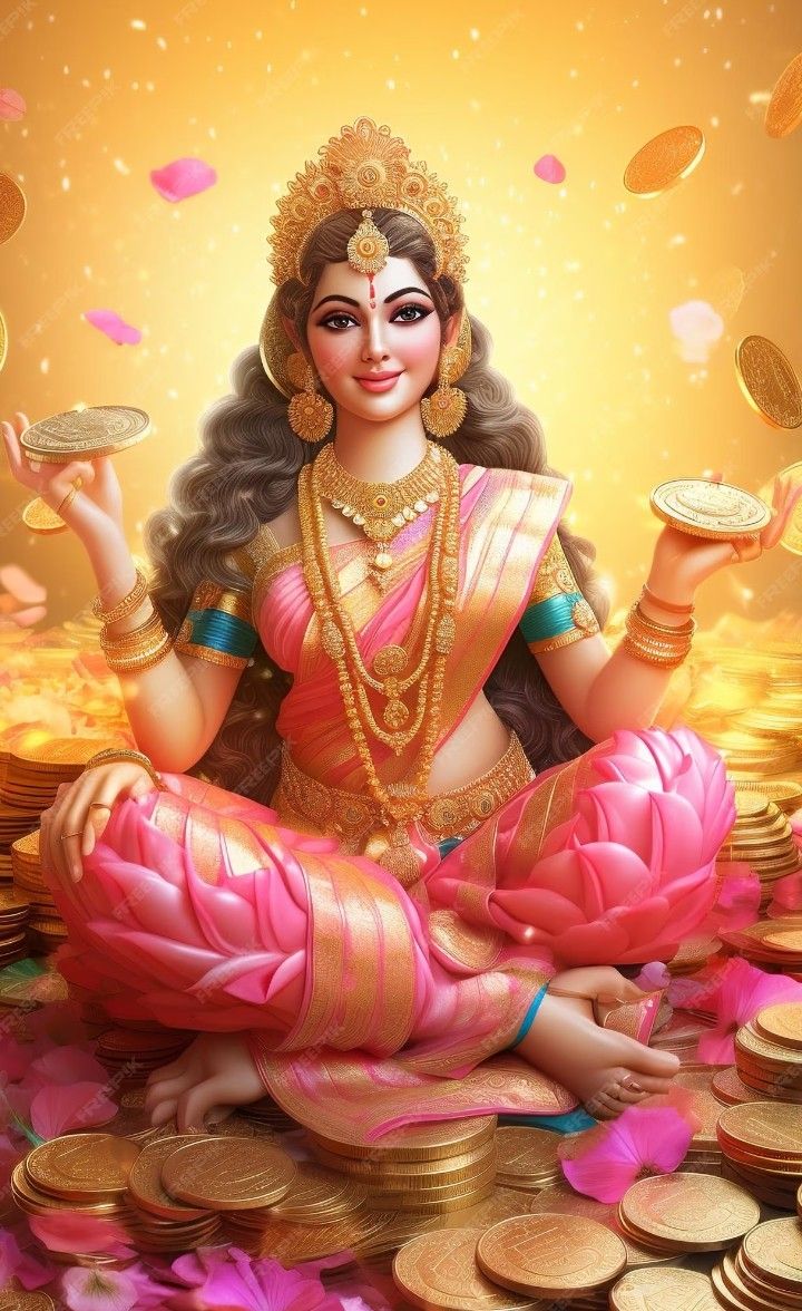 Lakshmi Maa showering golden coins
