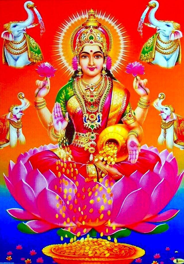 Lakshmi Maa seated on a lotus