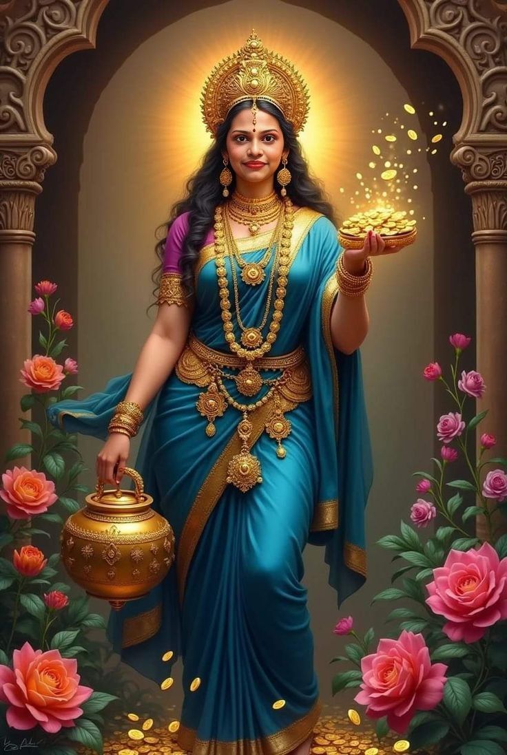 Lakshmi Maa offering golden coins