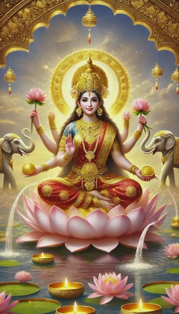 Lakshmi Maa seated on a lotus