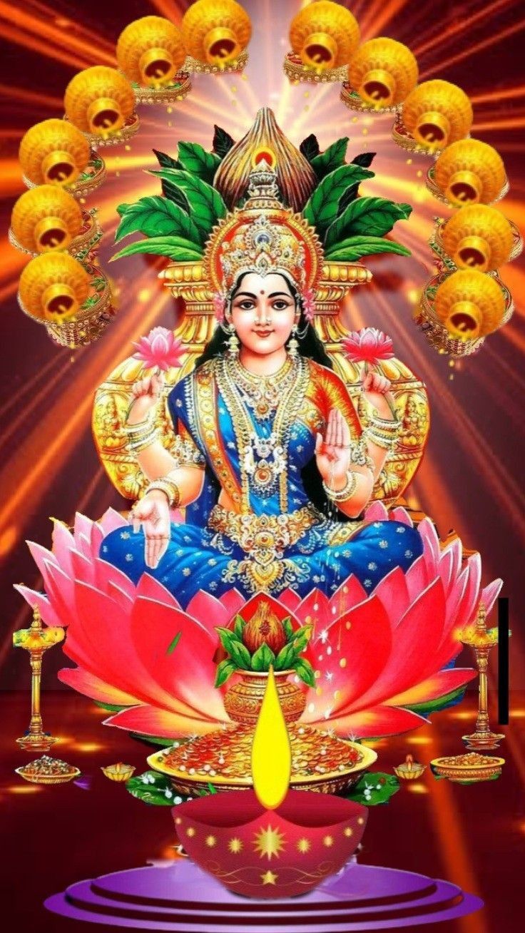 Lakshmi Maa seated on a lotus flower