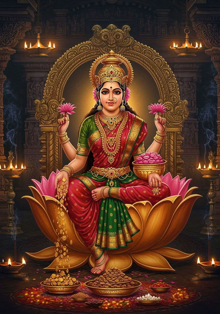 Lakshmi Maa seated on a lotus