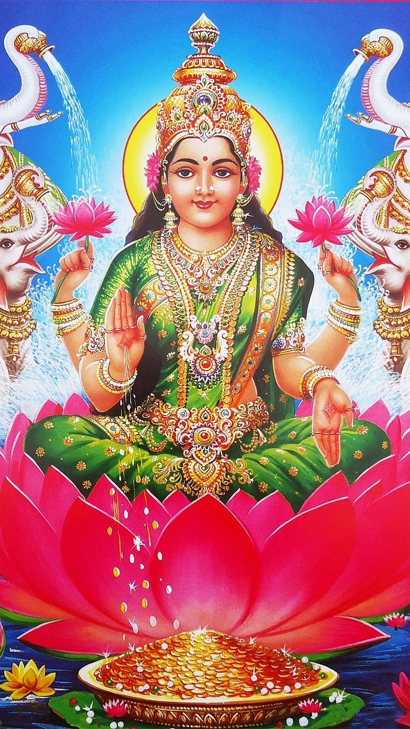 Goddess Lakshmi on a lotus flower