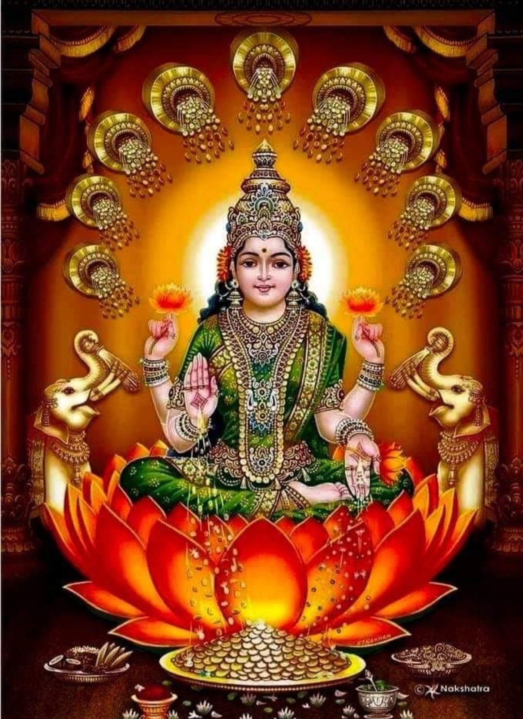 Goddess Lakshmi on a lotus flower