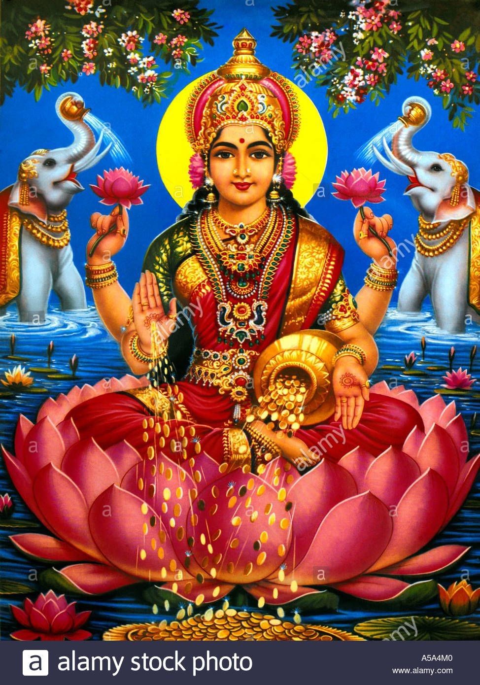 Lakshmi Maa seated on a lotus flower