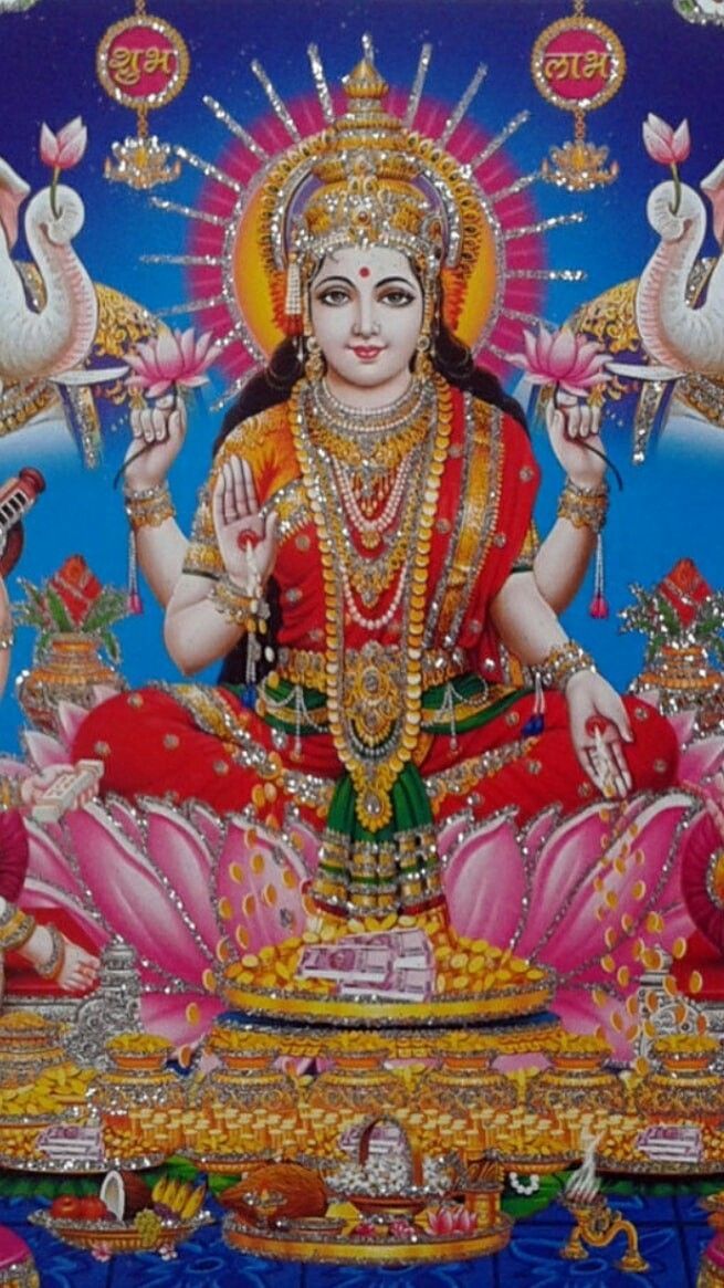 Lakshmi Maa seated on a lotus flower