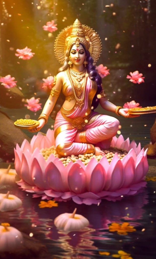Lakshmi Maa seated on lotus flower