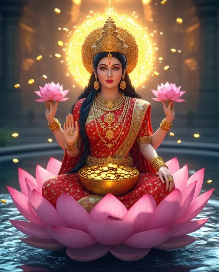 Lakshmi Maa on a pink lotus