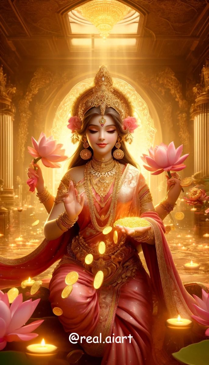 Lakshmi Maa bestowing golden blessings