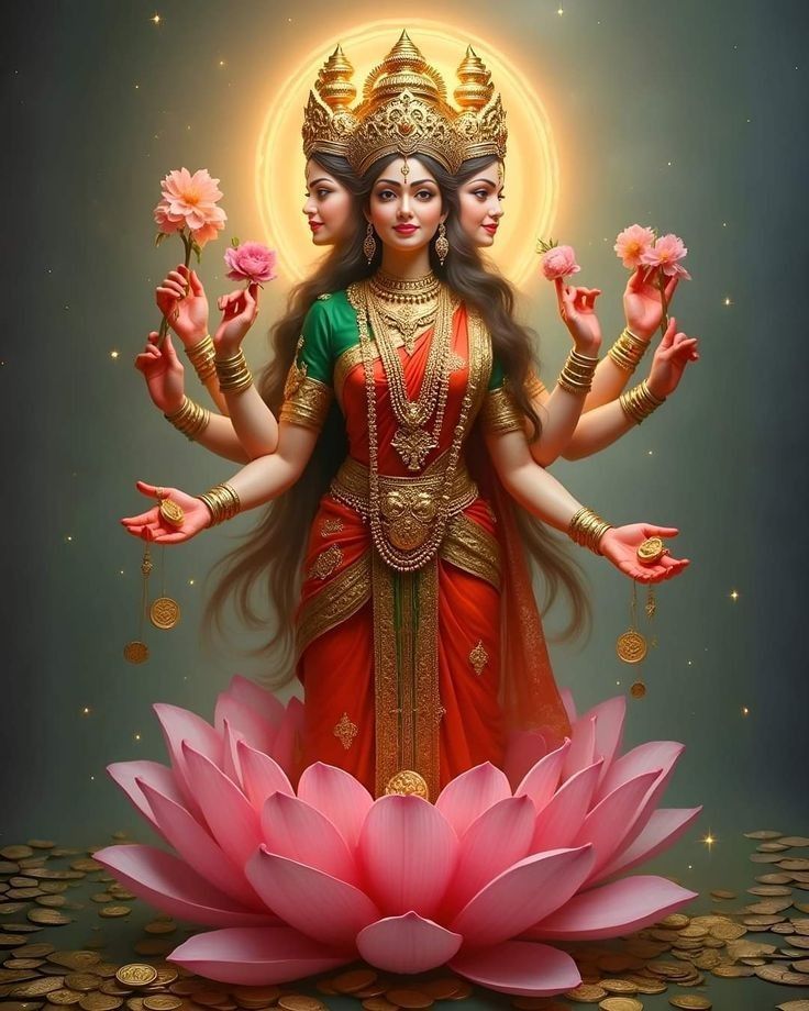 Lakshmi Maa holding lotus flowers