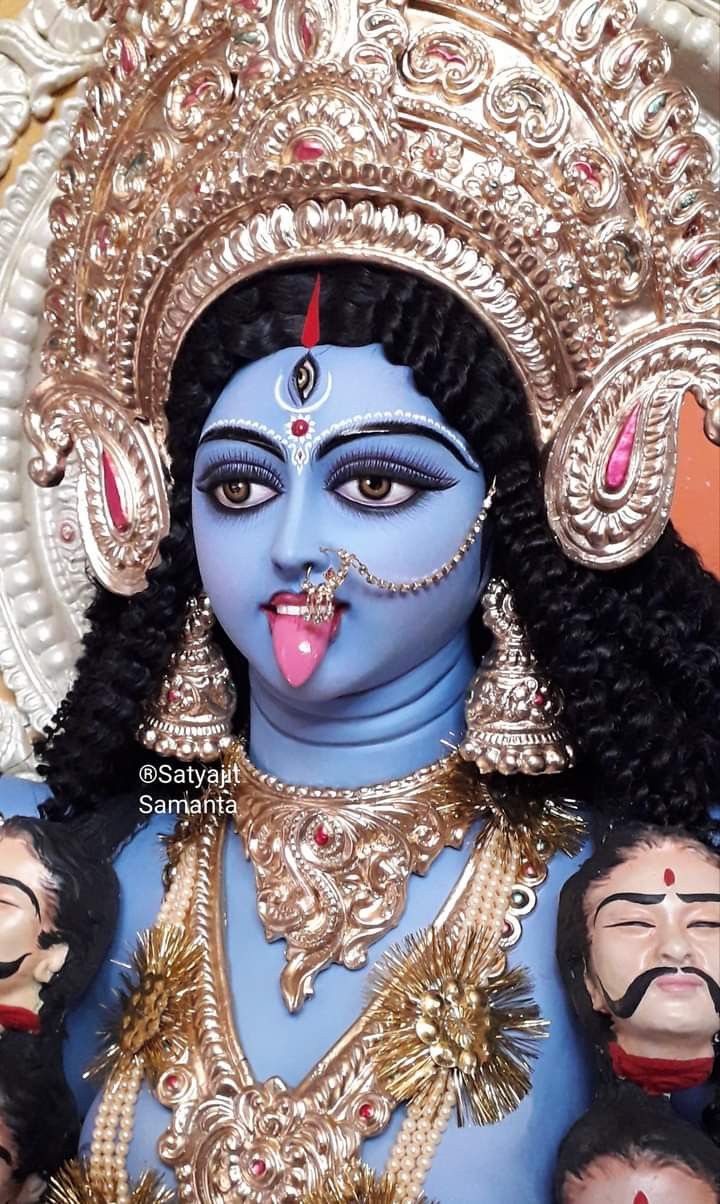 Mahakali Maa, fierce goddess, blue skin.