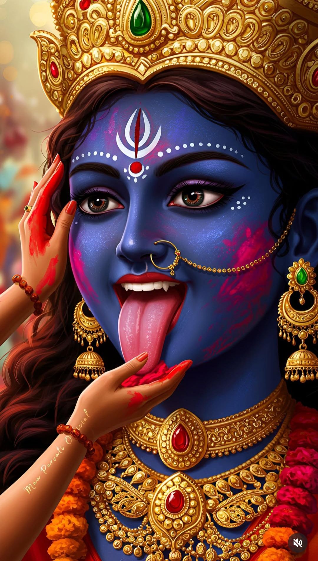 Powerful Mahakali Maa blue portrait