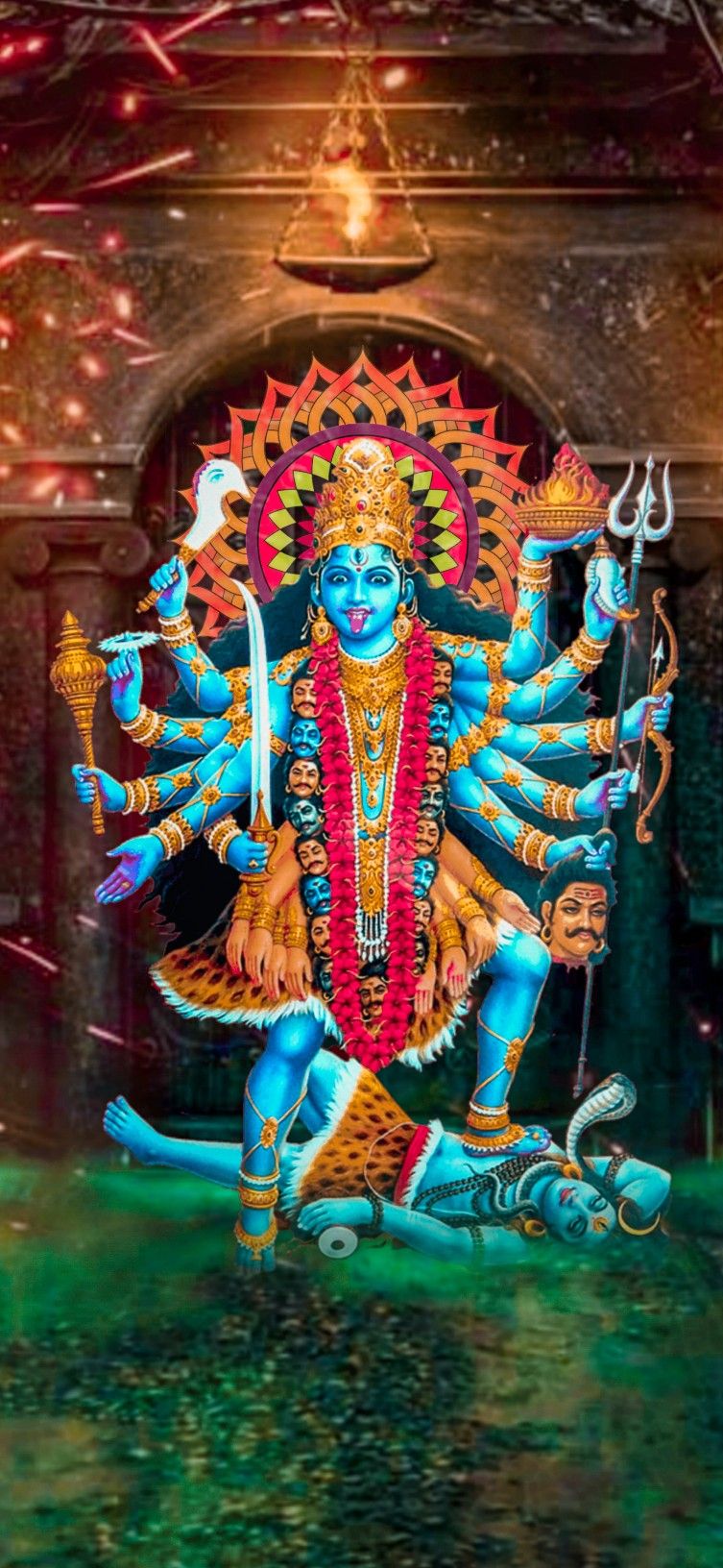 Mahakali Maa standing with trident and damaru