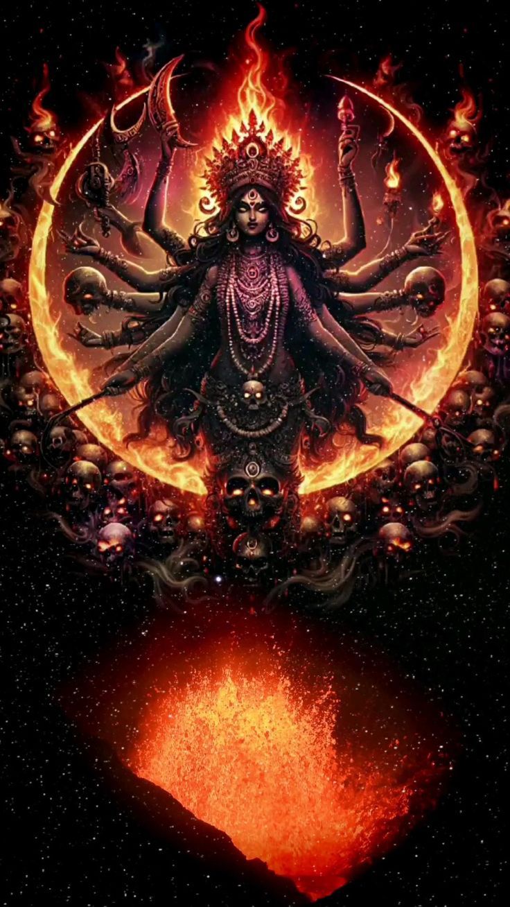 Mahakali Maa amidst cosmic fire.