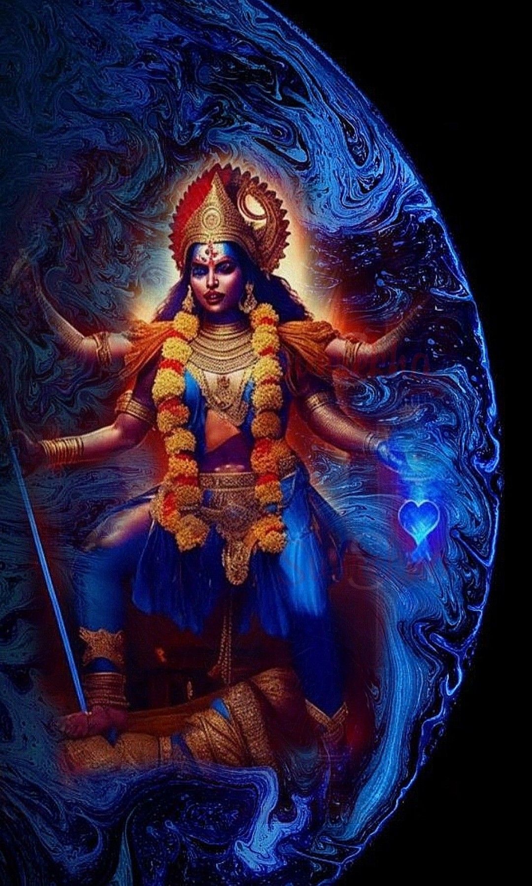 Mahakali Maa in cosmic embrace art.