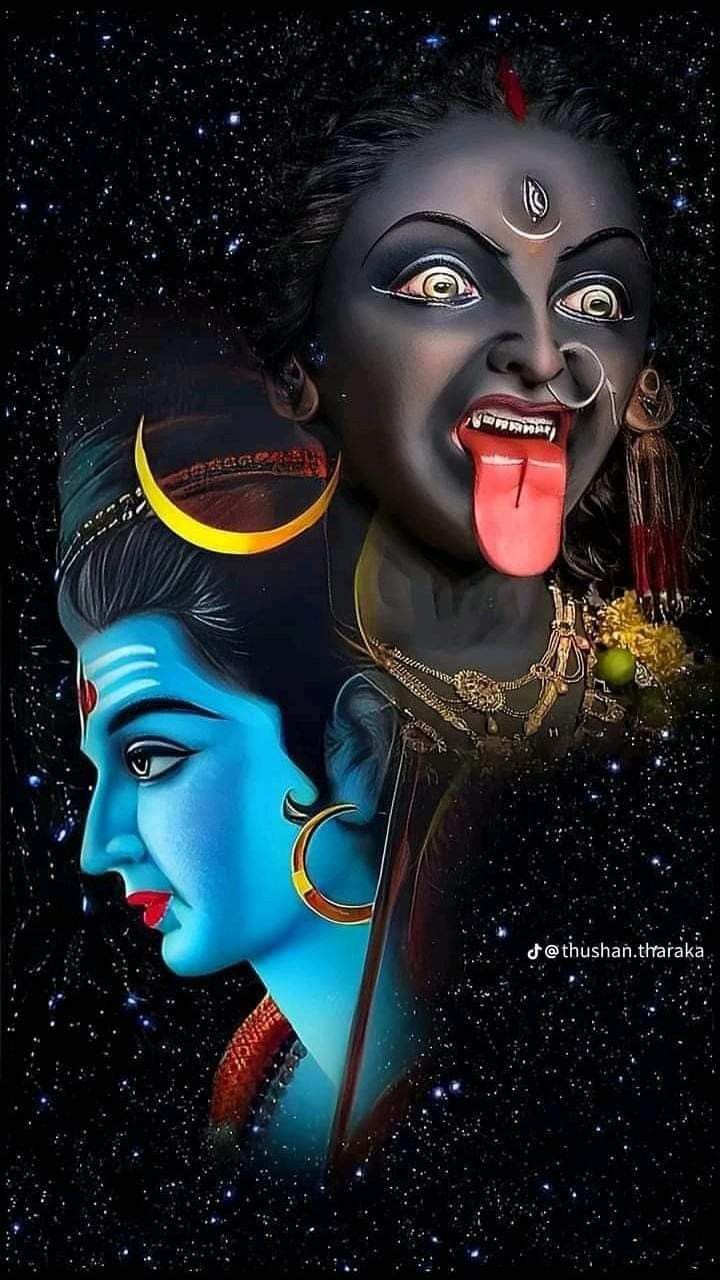 Mahakali Maa and Lord Shiva divine portrait