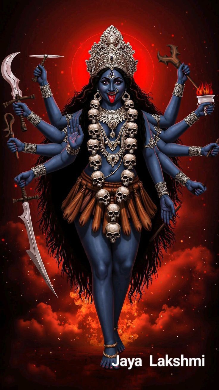 Mahakali Maa wielding divine weapons.