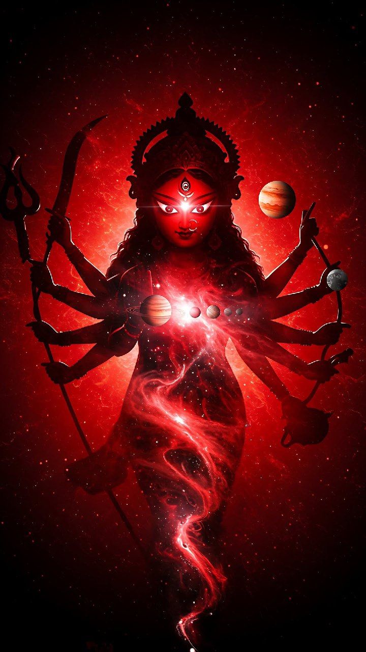 Cosmic Mahakali Maa, powerful goddess wallpaper.