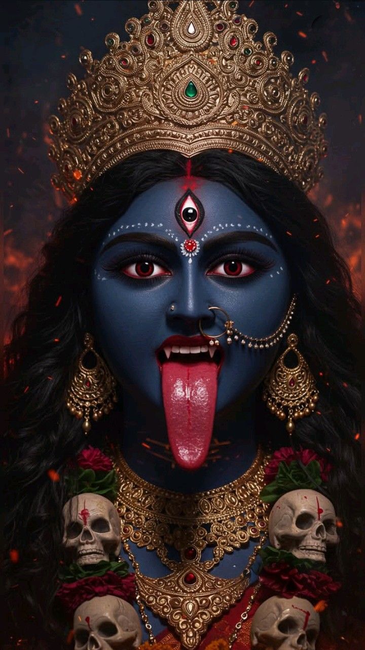 Mahakali Maa with skulls and crown